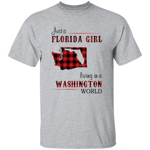 Just Florida Girl Living In A Washington World T-shirt - T-shirt Born Live Plaid Red Teezalo