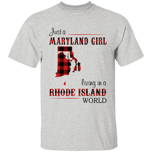 Just A Maryland Girl Living In A Rhode Island World T-shirt - T-shirt Born Live Plaid Red Teezalo