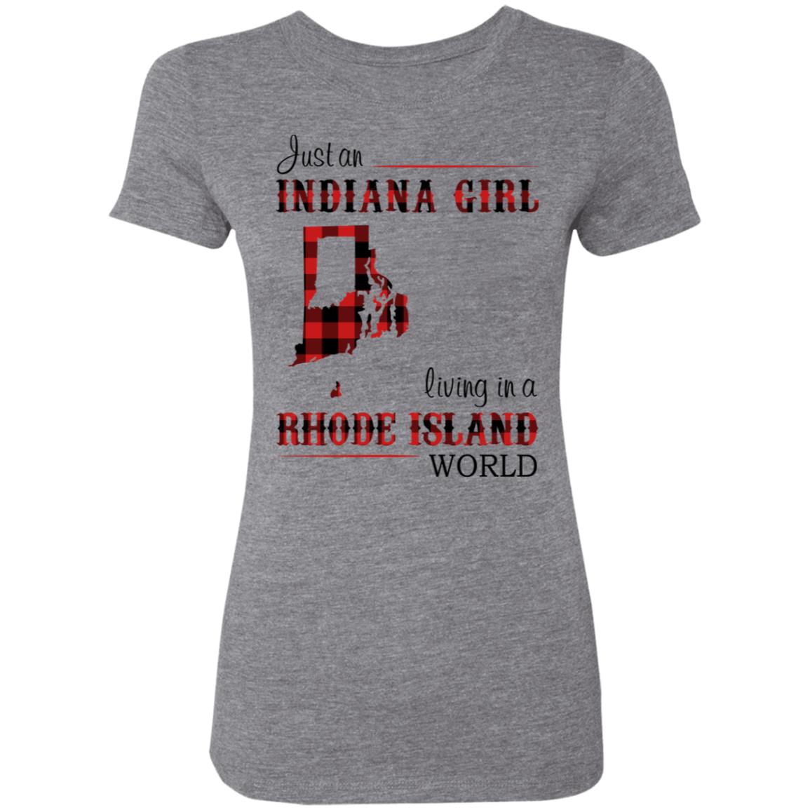 Just An Indiana Girl Living In A Rhode Island World T-Shirt - T-shirt Born Live Plaid Red Teezalo