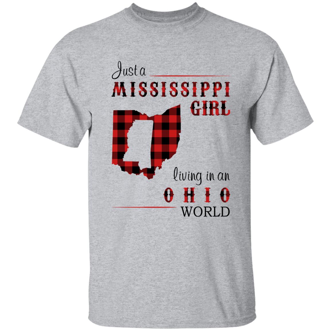 Just A Mississippi Girl Living In An Ohio World T-shirt - T-shirt Born Live Plaid Red Teezalo