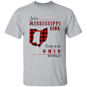 Just A Mississippi Girl Living In An Ohio World T-shirt - T-shirt Born Live Plaid Red Teezalo