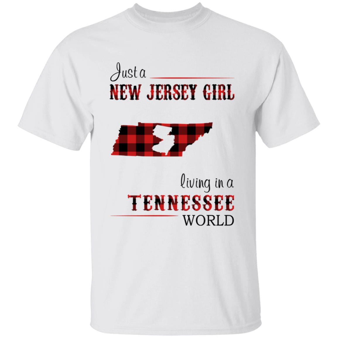 Just A New Jersey Girl Living In A Tennessee World T-shirt - T-shirt Born Live Plaid Red Teezalo
