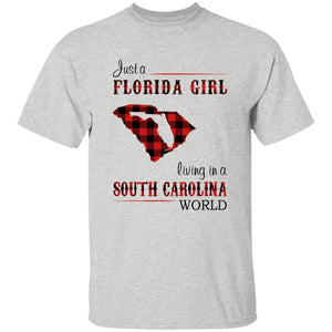 Just A Florida Girl Living In A South Carolina World T-shirt - T-shirt Born Live Plaid Red Teezalo