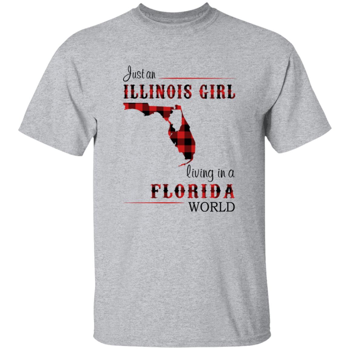 Just An Illinois Girl Living In A Florida World T-shirt - T-shirt Born Live Plaid Red Teezalo