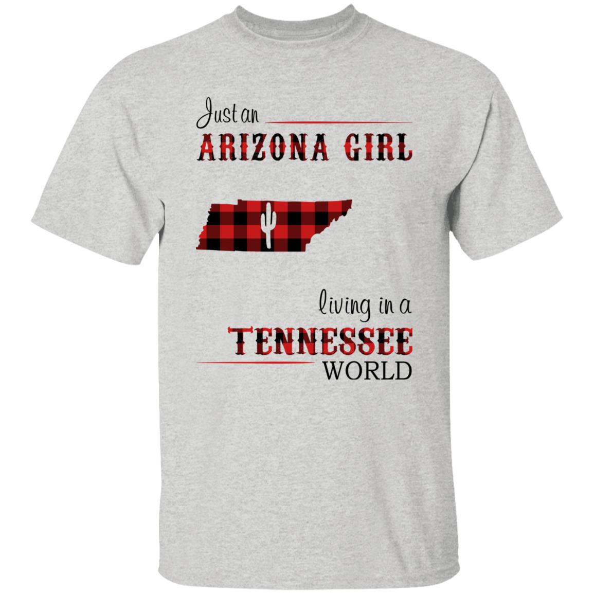 Just An Arizona Girl Living In A Tennessee World T-shirt - T-shirt Born Live Plaid Red Teezalo