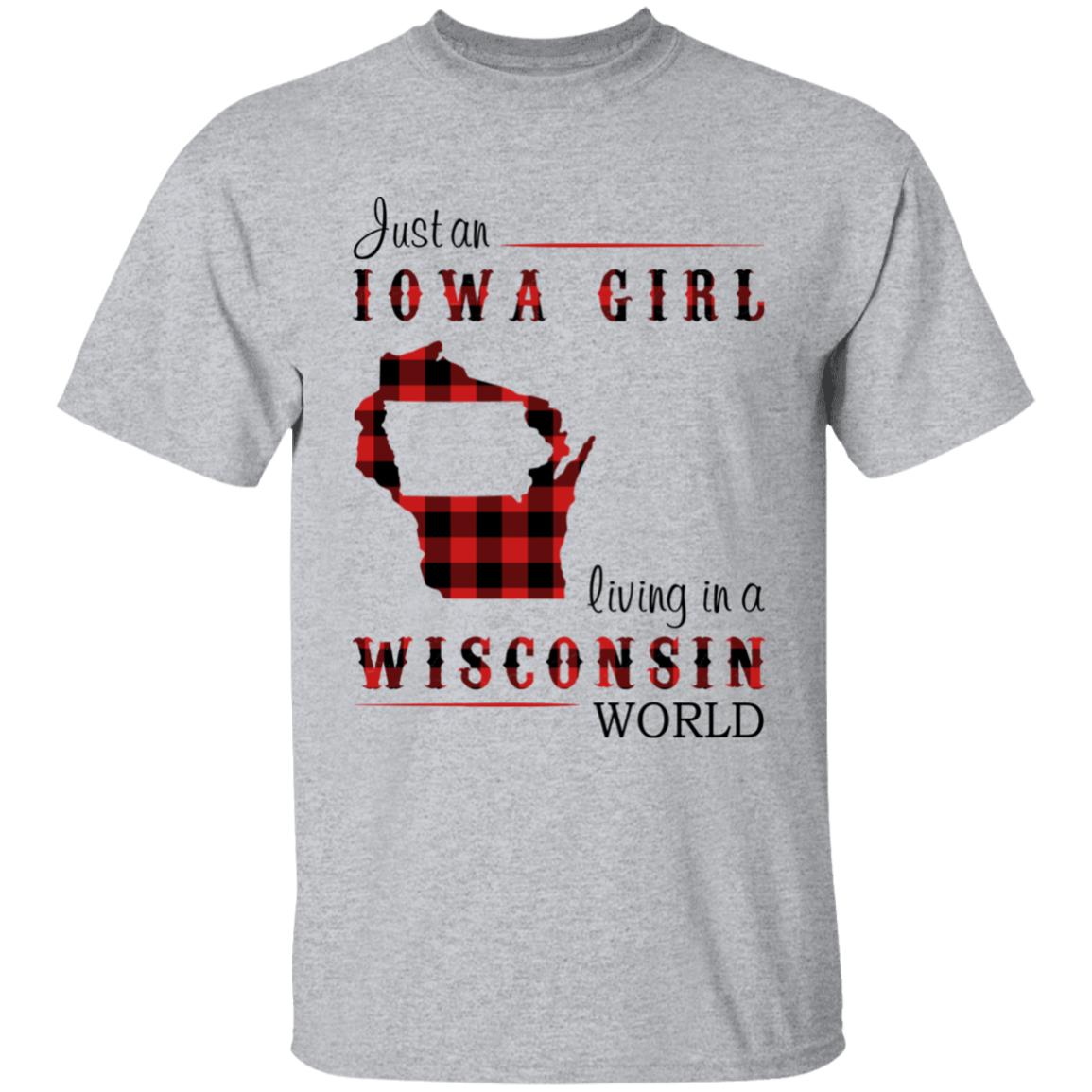 Just An Iowa Girl Living In A Wisconsin World T-shirt - T-shirt Born Live Plaid Red Teezalo