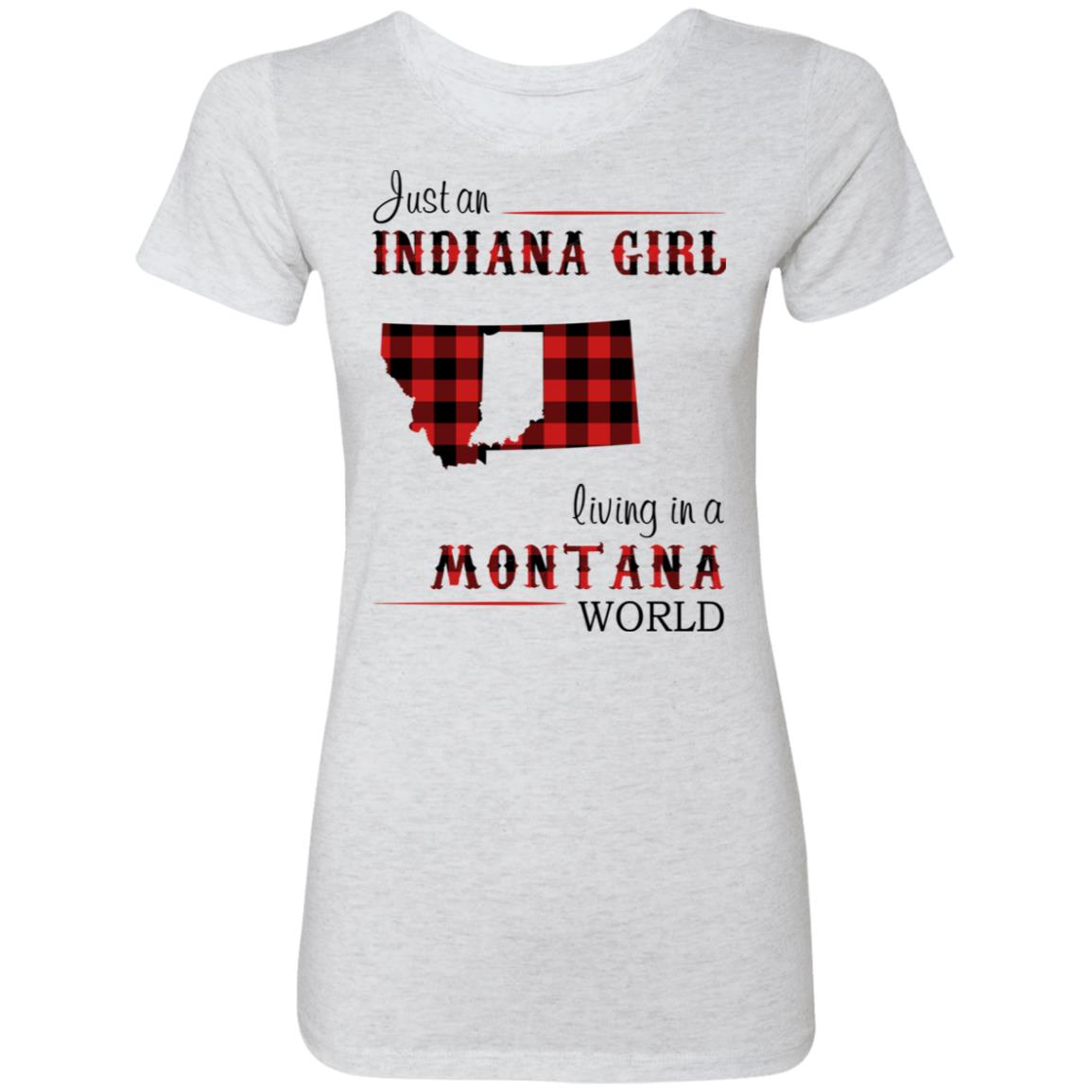 Just An Indiana Girl Living In A Montana World T-Shirt - T-shirt Born Live Plaid Red Teezalo