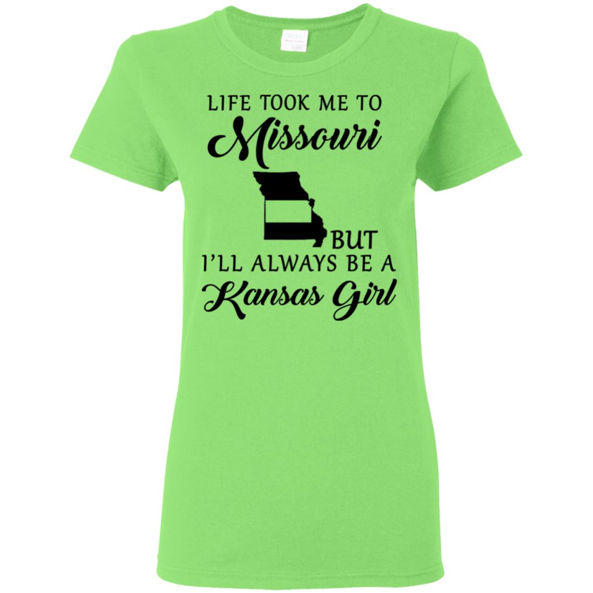 Life Took Me To Missouri Always Be A Kansas Girl V Neck T Shirt - T-shirt Teezalo