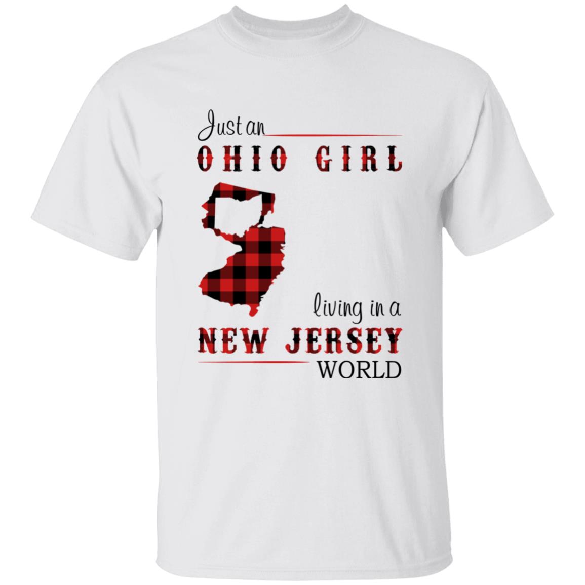 Just An Ohio Girl Living In A New Jersey World T-shirt - T-shirt Born Live Plaid Red Teezalo
