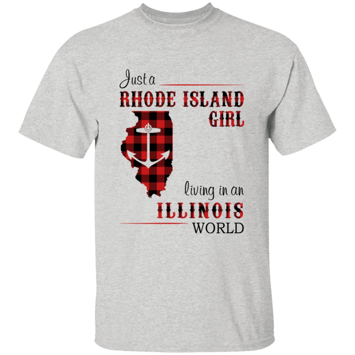 Just A Rhode Island Girl Living In An Illinois World T-shirt - T-shirt Born Live Plaid Red Teezalo