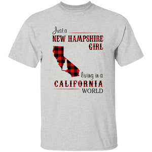 Just A New Hampshire Girl Living In A California World T-shirt - T-shirt Born Live Plaid Red Teezalo
