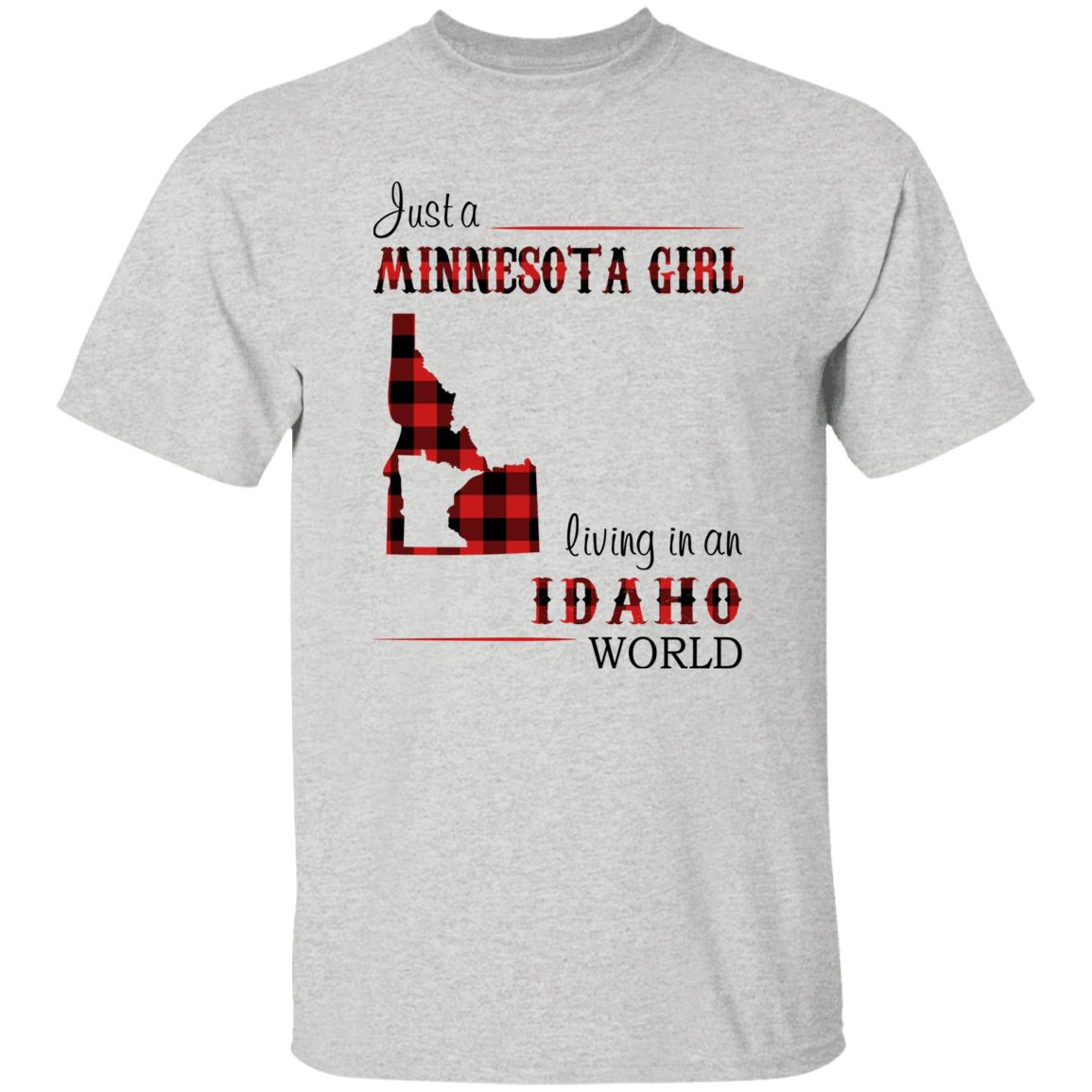 Just A Minnesota Girl Living In An Idaho World T-shirt - T-shirt Born Live Plaid Red Teezalo