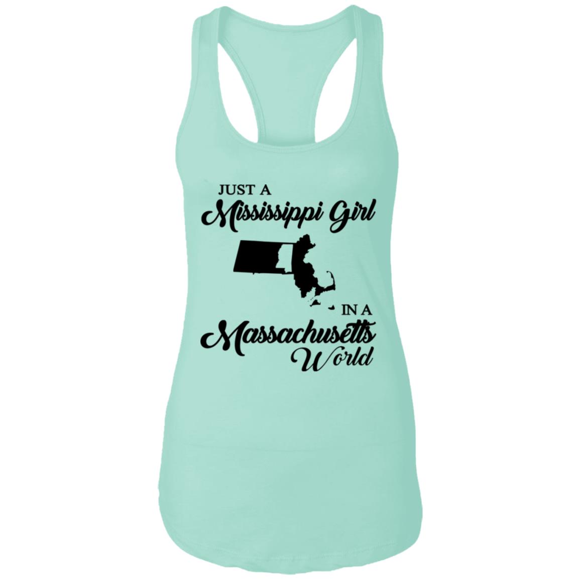 Just A Mississippi Girl In A Massachusetts World T-Shirt - T-shirt Teezalo
