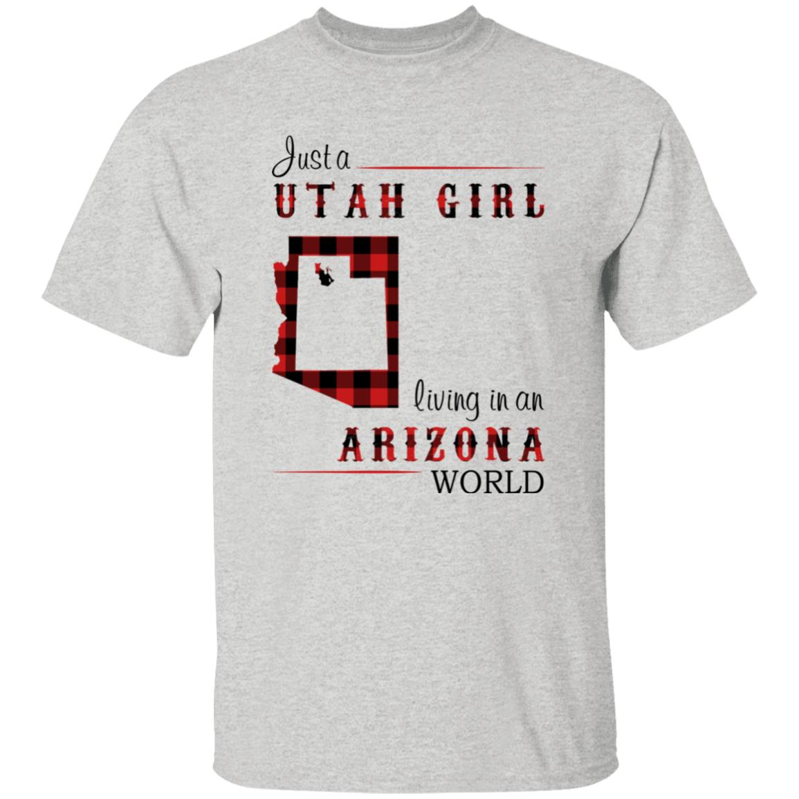 Just A Utah Girl Living In An Arizona World T-shirt - T-shirt Born Live Plaid Red Teezalo