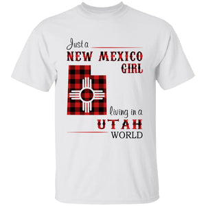 Just A New Mexico Girl Living In A Utah World T-shirt - T-shirt Born Live Plaid Red Teezalo