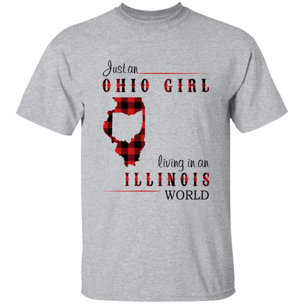 Just An Ohio Girl Living In An Illinois World T-shirt - T-shirt Born Live Plaid Red Teezalo