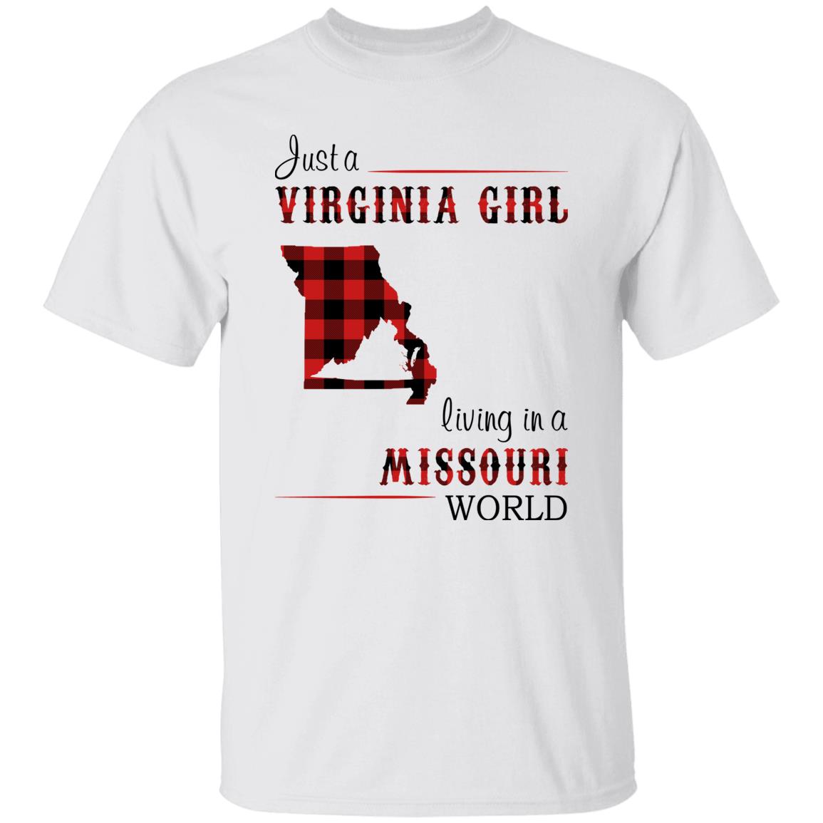 Just A Virginia Girl Living In A Missouri World T-shirt - T-shirt Born Live Plaid Red Teezalo