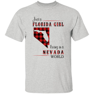 Just Florida Girl Living In A Nevada World T-shirt - T-shirt Born Live Plaid Red Teezalo