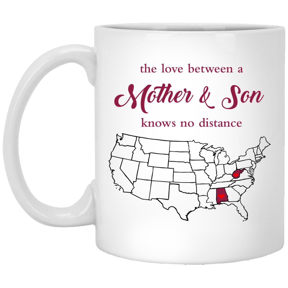 West Virginia Alabama The Love Between Mother And Son Mug - Mug Teezalo