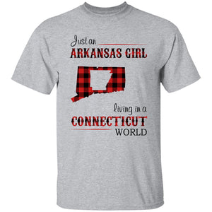 Just An Arkansas Girl Living In A Connecticut World T-shirt - T-shirt Born Live Plaid Red Teezalo