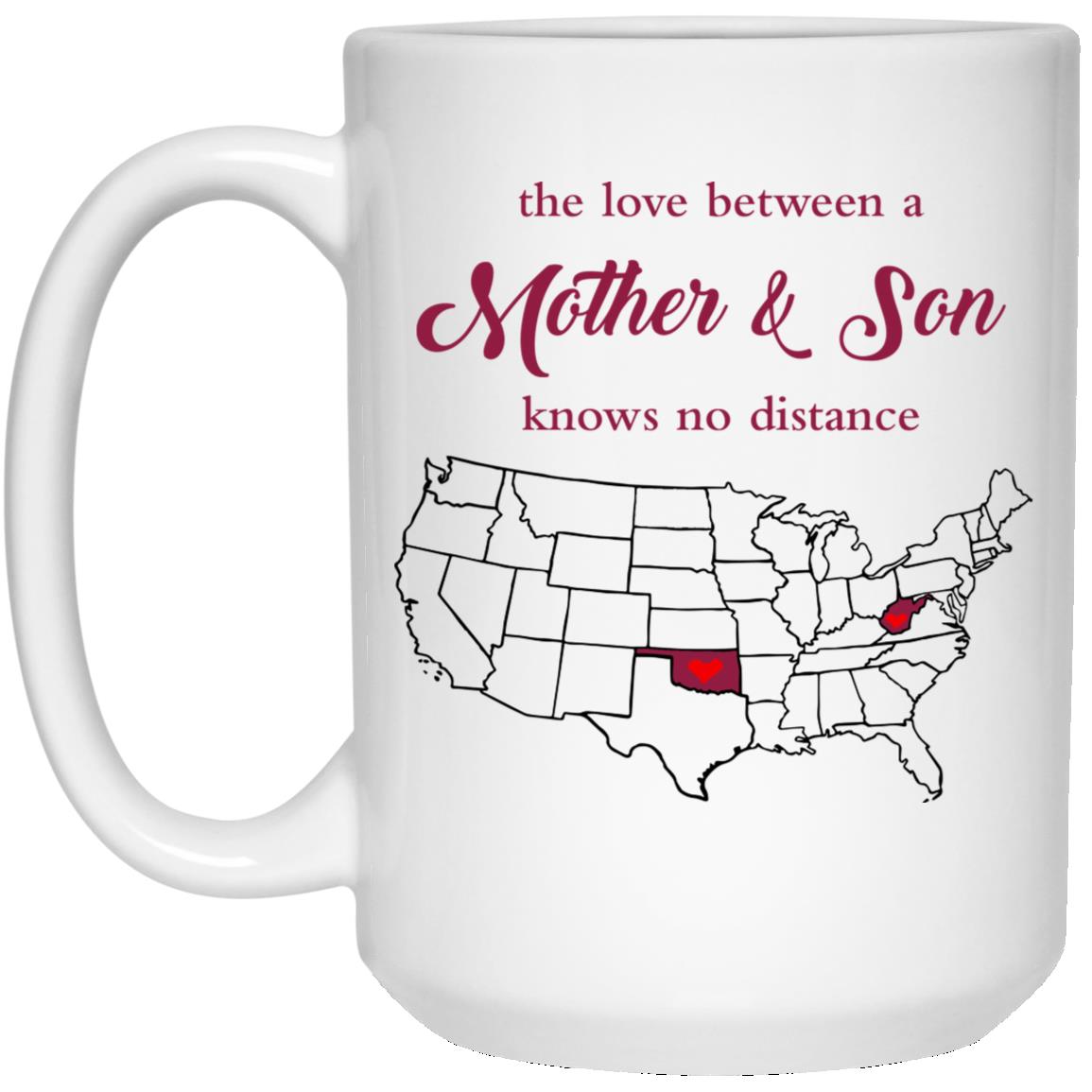 West Virginia Oklahoma The Love Between Mother And Son Mug - Mug Teezalo