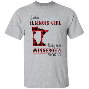 Just An Illinois Girl Living In A Minnesota World T-shirt - T-shirt Born Live Plaid Red Teezalo