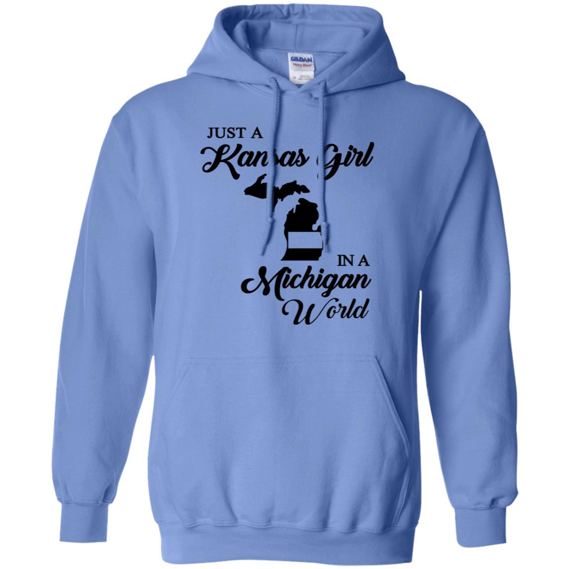 Just A Kansas Girl In A Michigan World T Shirt - T-shirt Teezalo