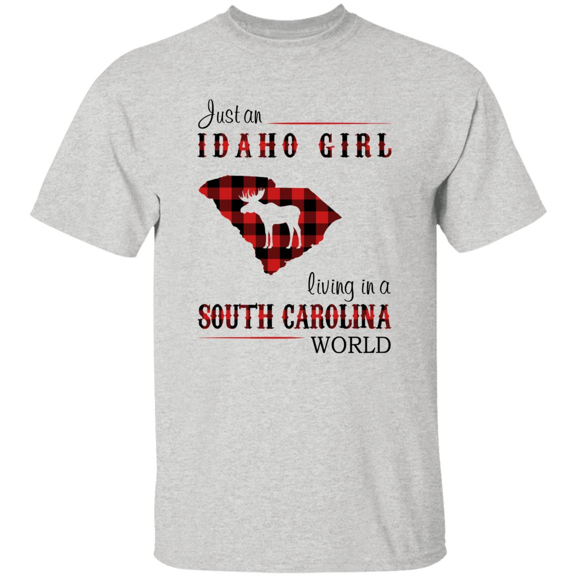 Just An Idaho Girl Living In A South Carolina World T-shirt - T-shirt Born Live Plaid Red Teezalo