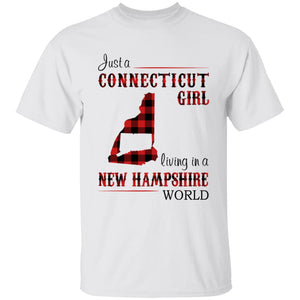 Just A Connecticut Girl Living In A New Hampshire World T-shirt - T-shirt Born Live Plaid Red Teezalo