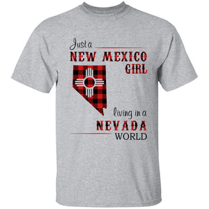 Just A New Mexico Girl Living In A Nevada World T-shirt - T-shirt Born Live Plaid Red Teezalo
