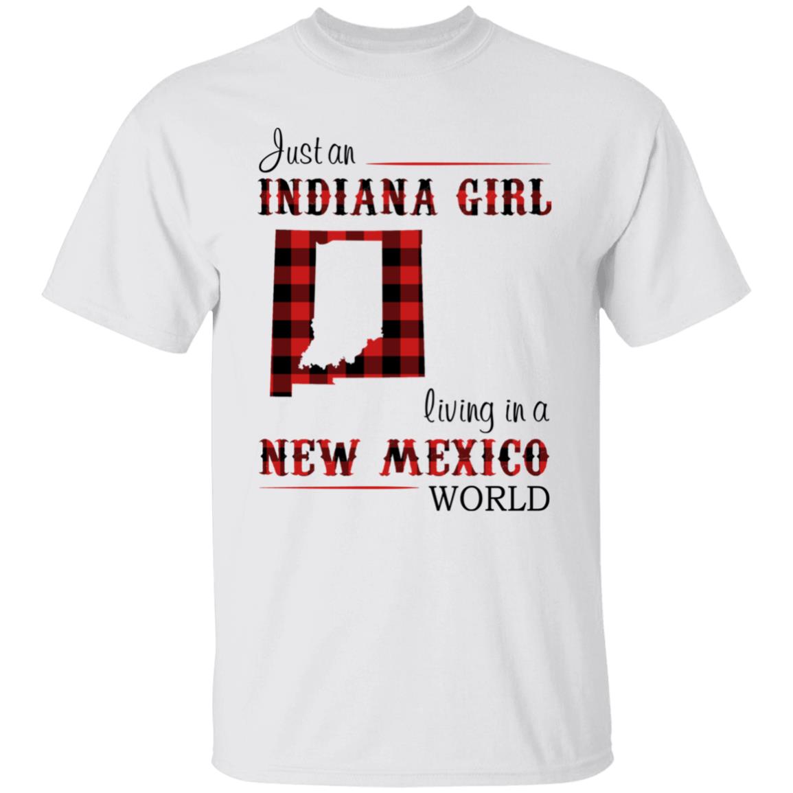Just An Indiana Girl Living In A New Mexico World T-Shirt - T-shirt Born Live Plaid Red Teezalo