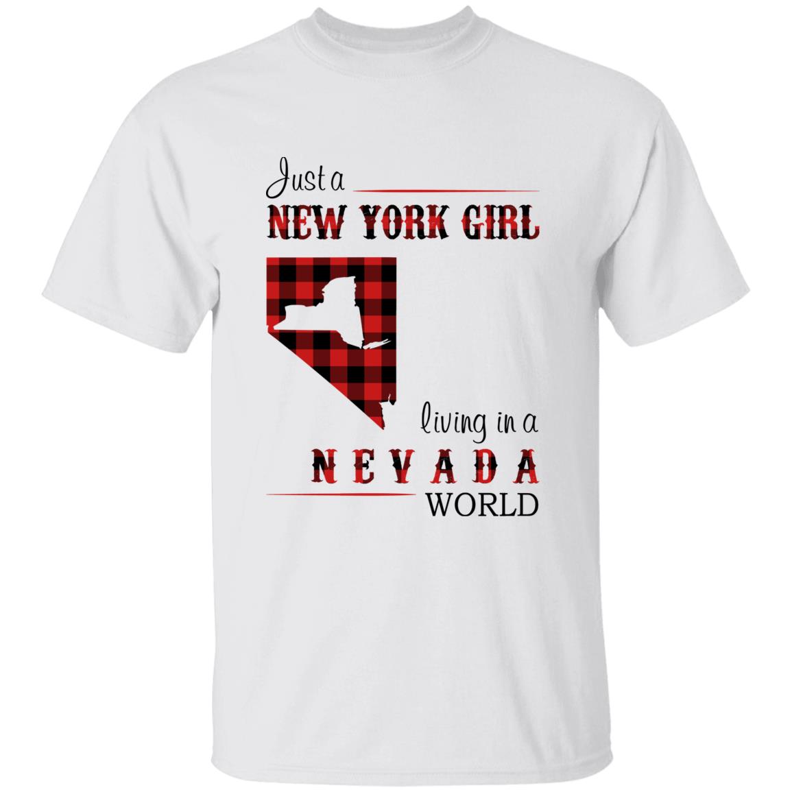 Just A New York Girl Living In A Nevada World T-shirt - T-shirt Born Live Plaid Red Teezalo