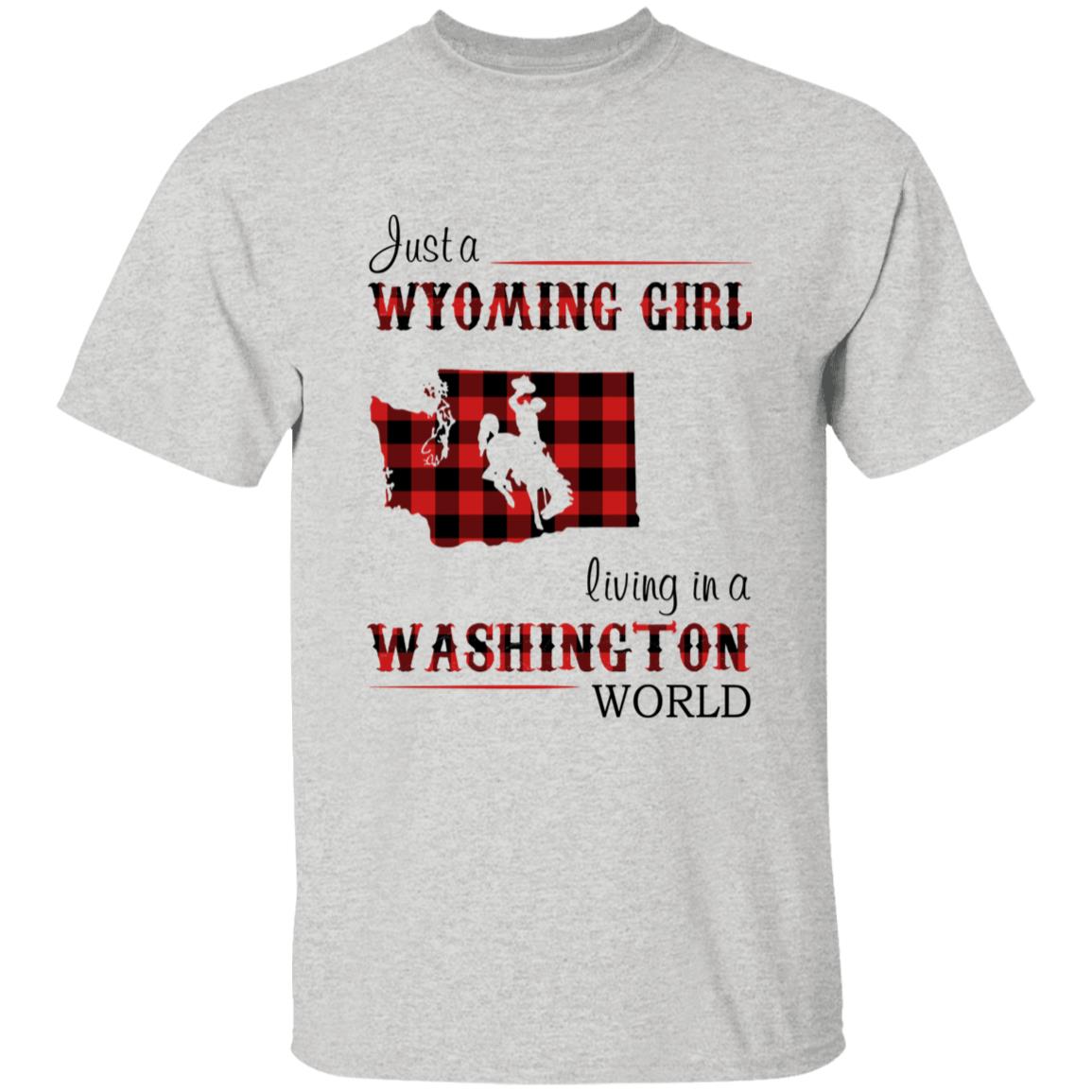 Just A Wyoming Girl Living In A Washington World T-shirt - T-shirt Born Live Plaid Red Teezalo