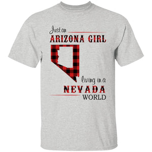 Just An Arizona Girl Living In A Nevada World T-shirt - T-shirt Born Live Plaid Red Teezalo