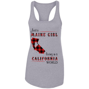 Just A Maine Girl Living In A California World T-Shirt - T-shirt Teezalo