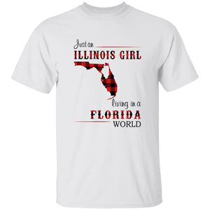Just An Illinois Girl Living In A Florida World T-shirt - T-shirt Born Live Plaid Red Teezalo