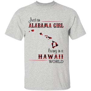 Just An Alabama Girl Living In A Hawaii World T-shirt - T-shirt Born Live Plaid Red Teezalo