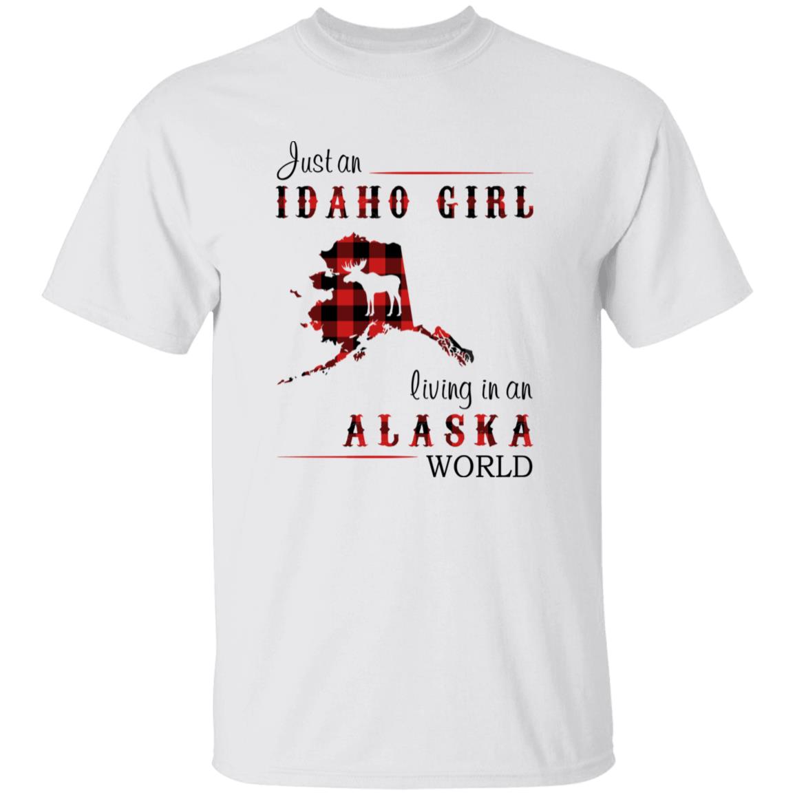 Just An Idaho Girl Living In An Alaska World T-shirt - T-shirt Born Live Plaid Red Teezalo