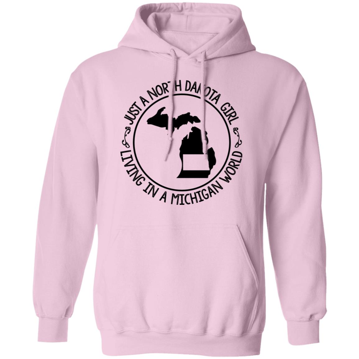 North Dakota Girl Living In Michigan World T Shirt - T-shirt Teezalo