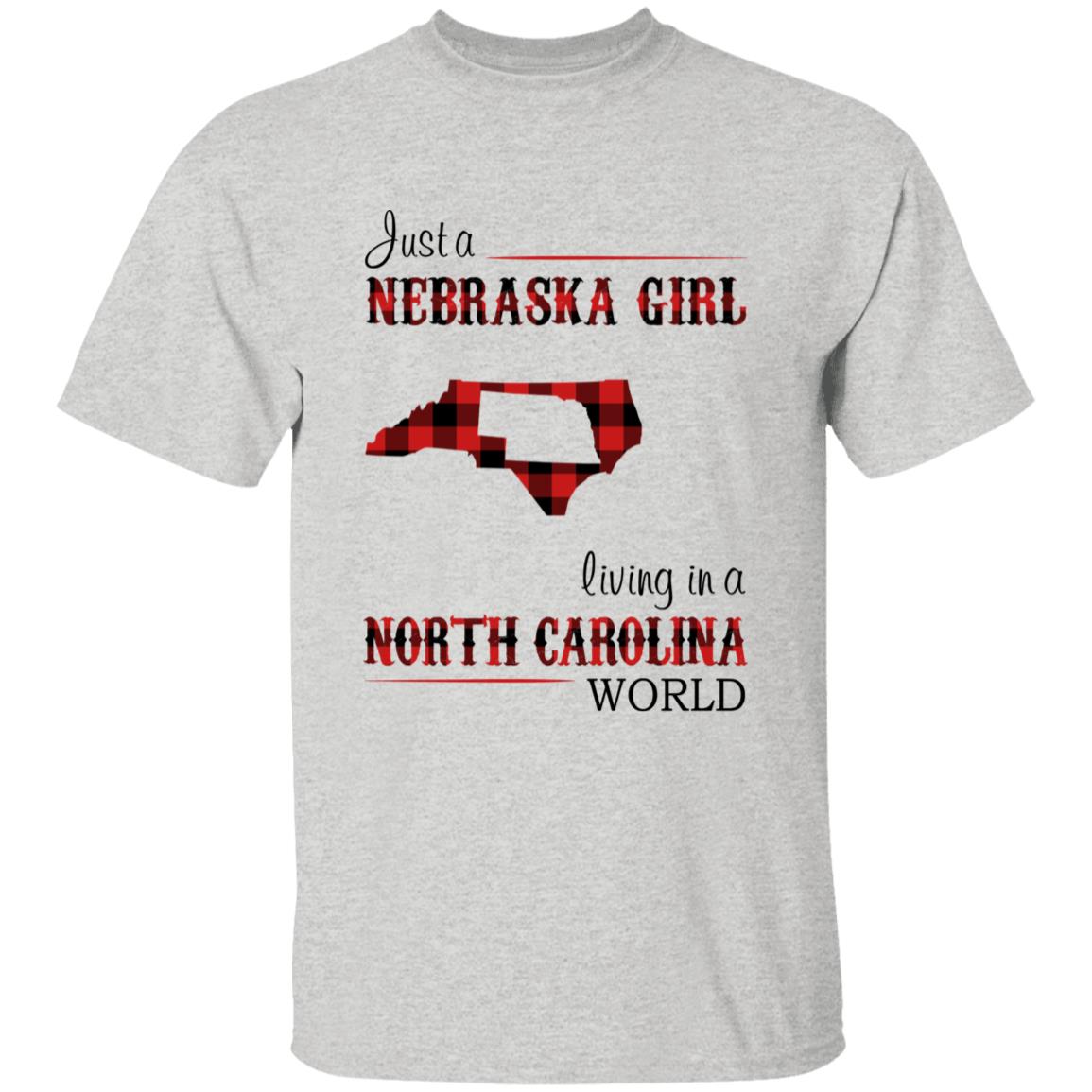 Just A Nebraska Girl Living In A North Carolina World T-shirt - T-shirt Born Live Plaid Red Teezalo