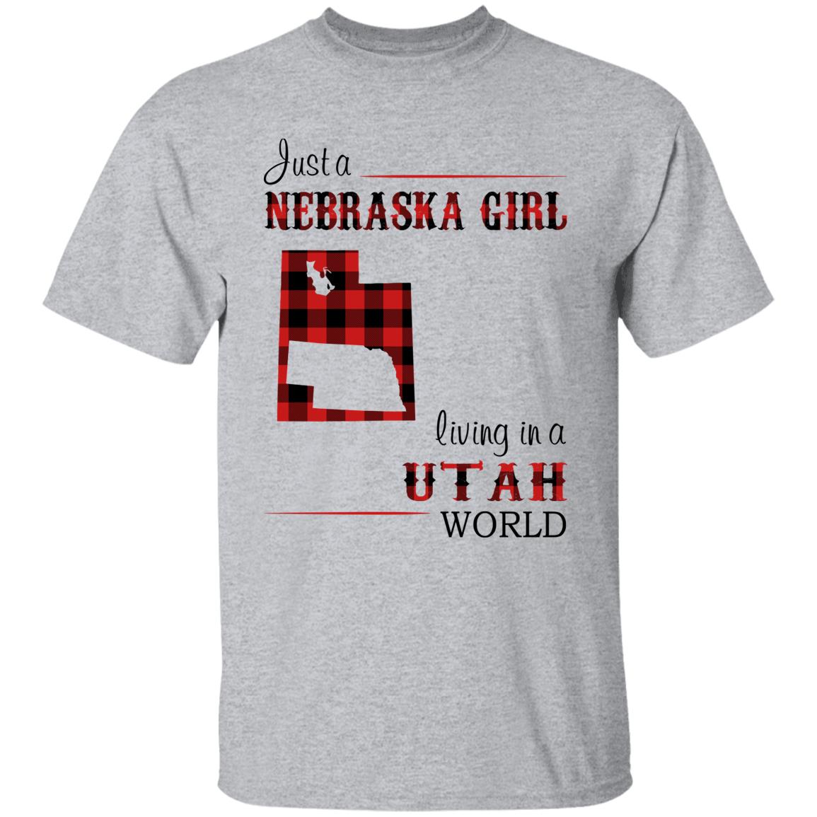 Just A Nebraska Girl Living In A Utah World T-shirt - T-shirt Born Live Plaid Red Teezalo