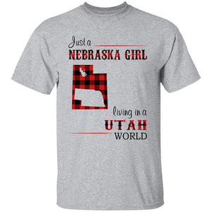 Just A Nebraska Girl Living In A Utah World T-shirt - T-shirt Born Live Plaid Red Teezalo