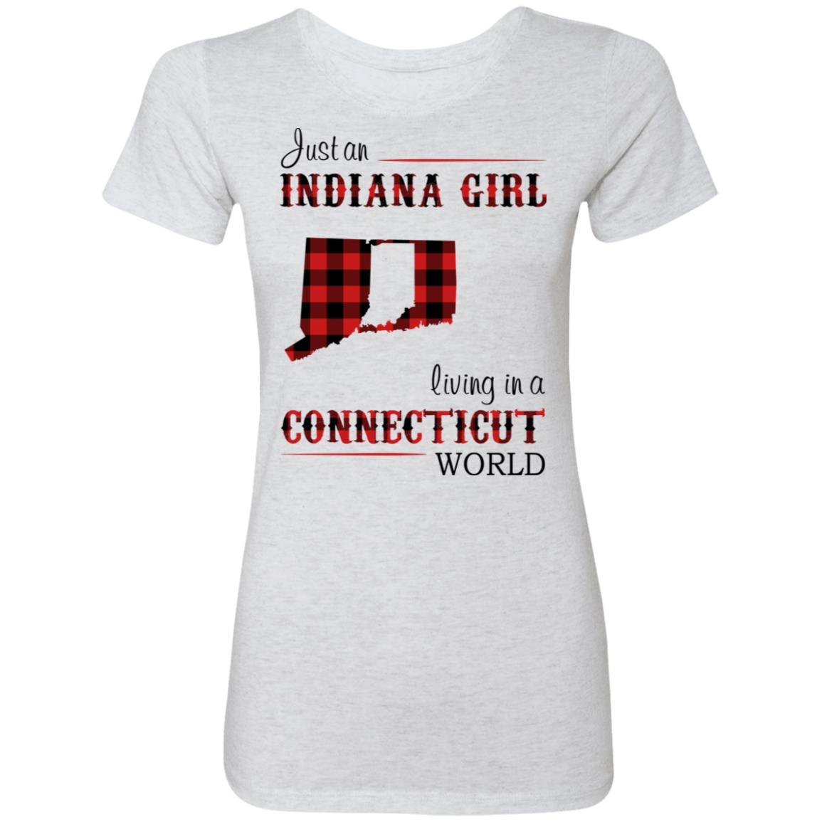 Just An Indiana Girl Living In A Connecticut World T- Shirt - T-shirt Born Live Plaid Red Teezalo