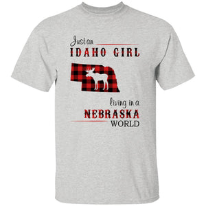 Just An Idaho Girl Living In A Nebraska World T-shirt - T-shirt Born Live Plaid Red Teezalo