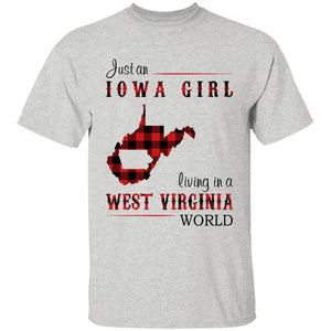 Just An Iowa Girl Living In A West Virginia World T-shirt - T-shirt Born Live Plaid Red Teezalo