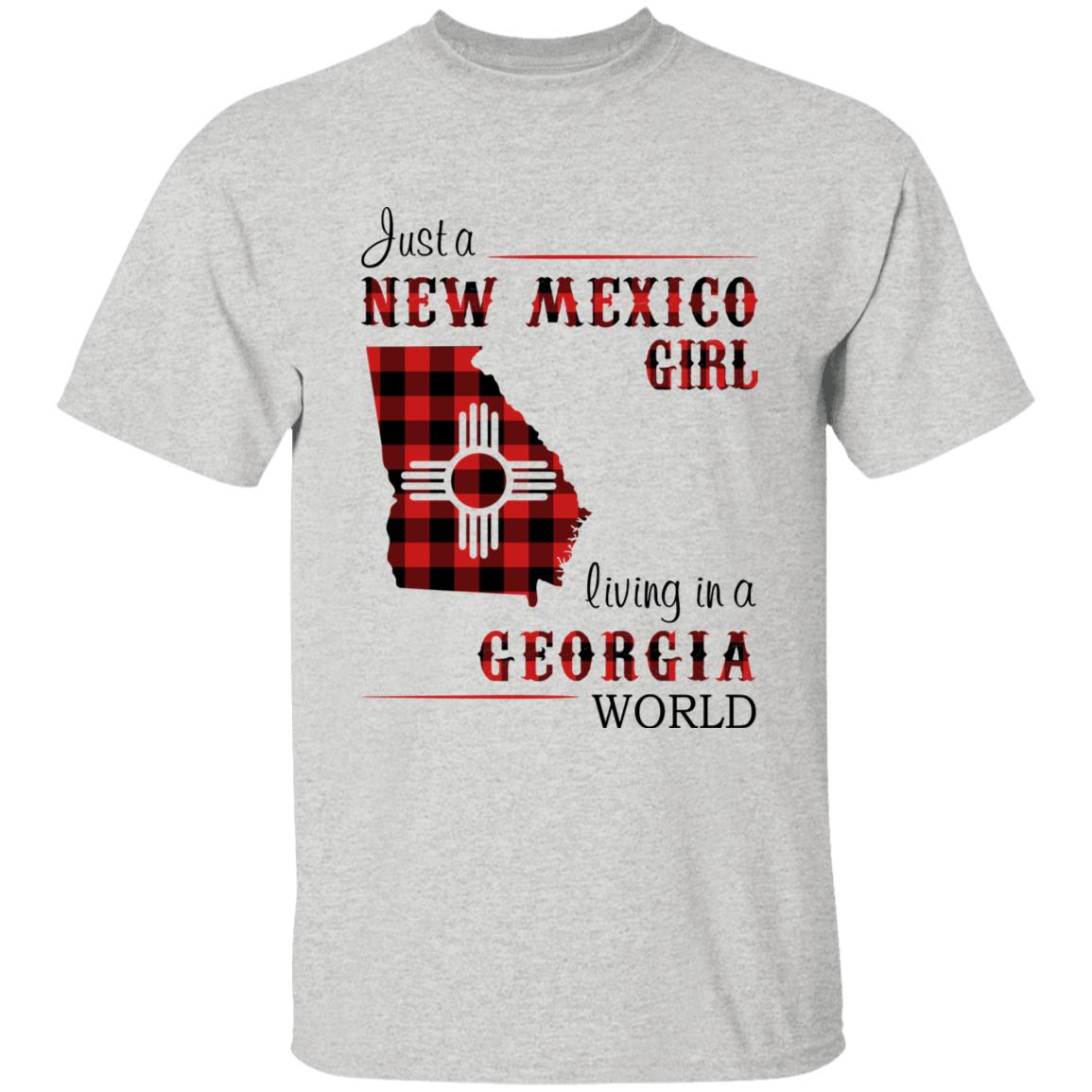 Just A New Mexico Girl Living In A Georgia World T-shirt - T-shirt Born Live Plaid Red Teezalo