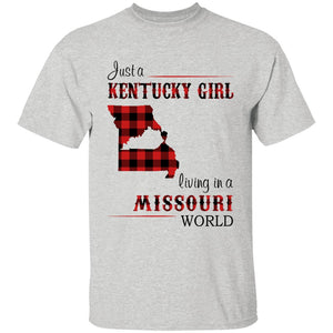 Just A Kentucky Girl Living In A Missouri World T-shirt - T-shirt Born Live Plaid Red Teezalo