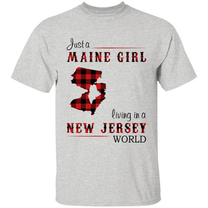 Just A Maine Girl Living In A New Jersey World T-shirt - T-shirt Born Live Plaid Red Teezalo