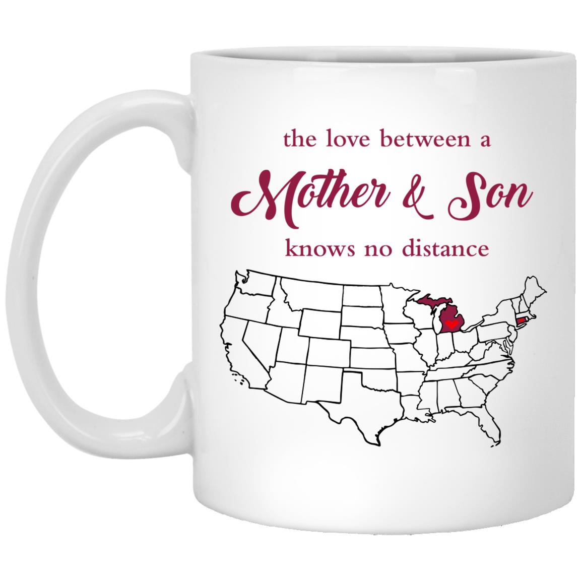 Michigan Connecticut The Love Between Mother And Son Mug - Mug Teezalo