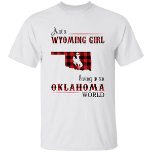 Just A Wyoming Girl Living In An Oklahoma World T-shirt - T-shirt Born Live Plaid Red Teezalo